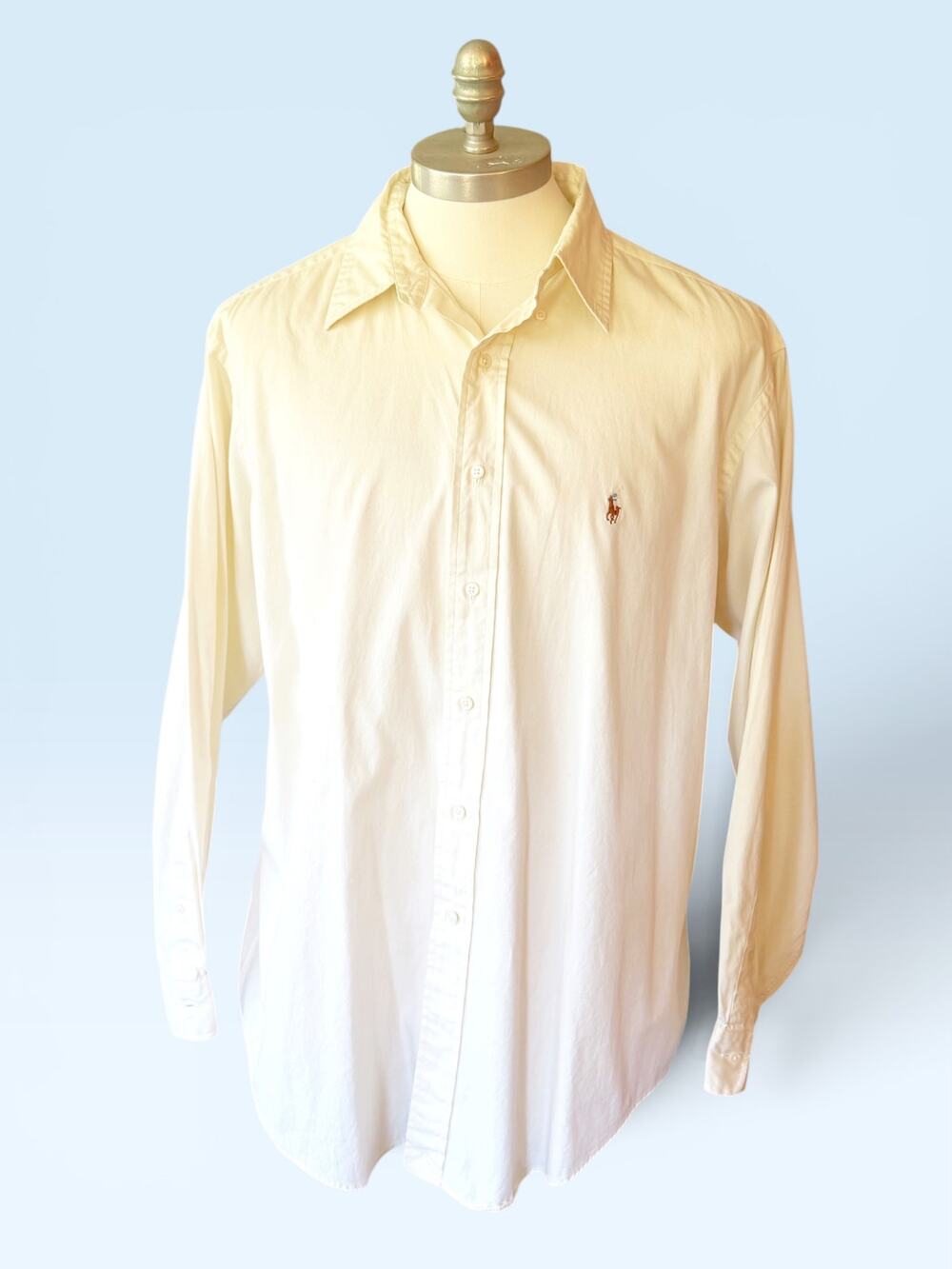 Ralph Lauren Blue Label Cream Button Up Long Sleeve Shirt Vintage 17-35